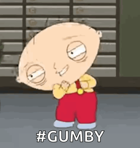 A Cartoon Character From Family Guy Is Standing In Front Of A Wall And Saying Gumby . GIF