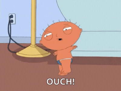 A Cartoon Character From Family Guy Is Wearing A Blue Underwear And Says Ouch ! GIF
