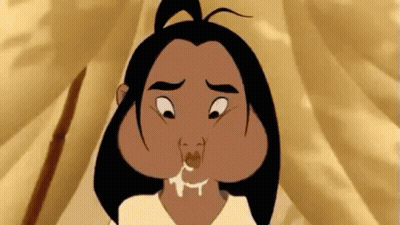 A Cartoon Character From Mulan Is Making A Funny Face With His Mouth Open . GIF