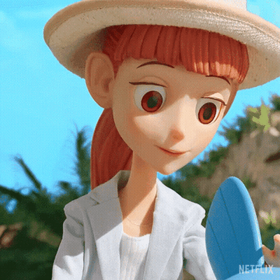A Cartoon Character From Netflix Holding A Surfboard GIF