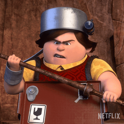 A Cartoon Character From Netflix Is Holding A Stick In His Hand GIF
