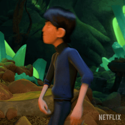 A Cartoon Character From Netflix Is Standing In A Forest GIF