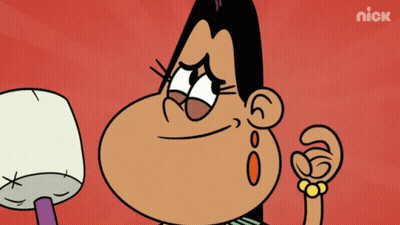 A Cartoon Character From Nick Shows A Woman Looking At Herself GIF