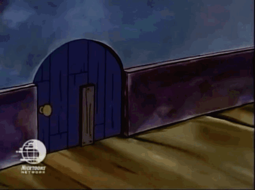 A Cartoon Character From Nicktoons Network Stands In Front Of A Door GIF