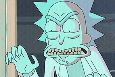 A Cartoon Character From Rick And Morty Is Making A Funny Face While Standing Next To A Window . GIF