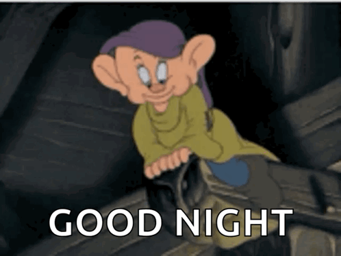 A Cartoon Character From Snow White And The Seven Dwarfs Says Good Night . GIF