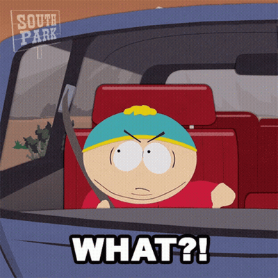 A Cartoon Character From South Park Is Driving A Car And Says What ? GIF