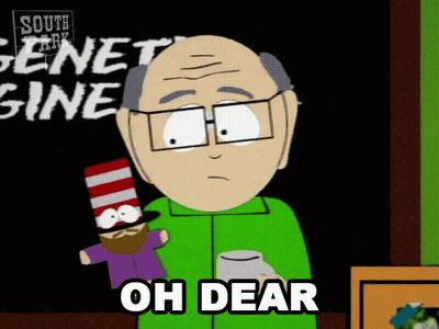 A Cartoon Character From South Park Is Holding A Cat In The Hat And Says Oh Dear GIF