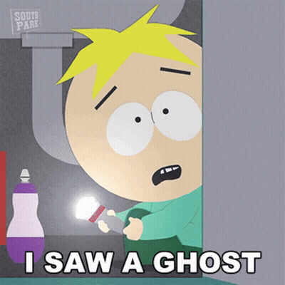 A Cartoon Character From South Park Is Holding A Flashlight And Saying I Saw A Ghost GIF