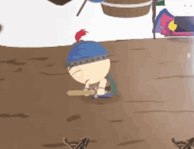 A Cartoon Character From South Park Is Holding A Sword In His Hand GIF