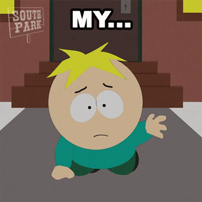 A Cartoon Character From South Park Is Kneeling Down GIF