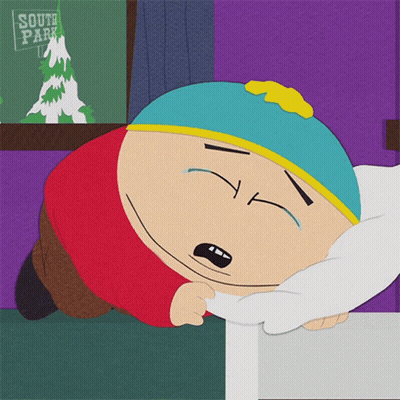 A Cartoon Character From South Park Is Laying Down With His Eyes Closed GIF