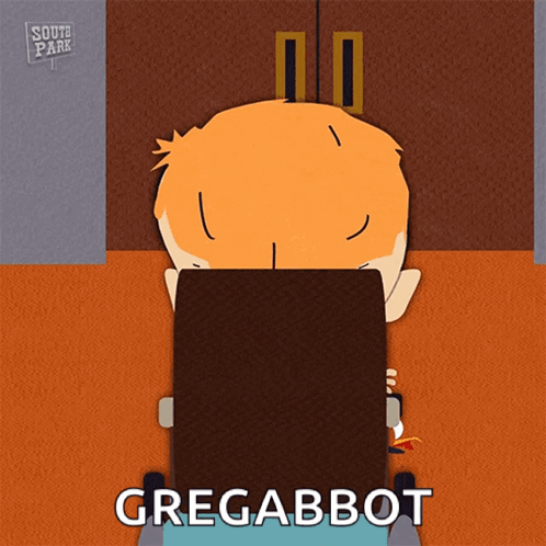 A Cartoon Character From South Park Is Sitting At A Desk GIF