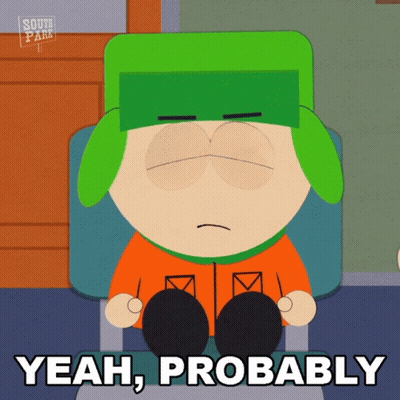 A Cartoon Character From South Park Is Sitting In A Chair And Says " Yeah Probably " GIF