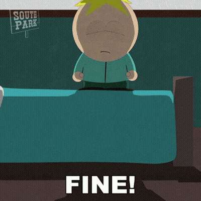 A Cartoon Character From South Park Is Sitting On A Bed GIF