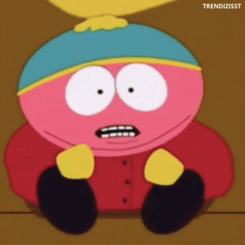 A Cartoon Character From South Park Is Sitting On The Floor And Making A Surprised Face . GIF