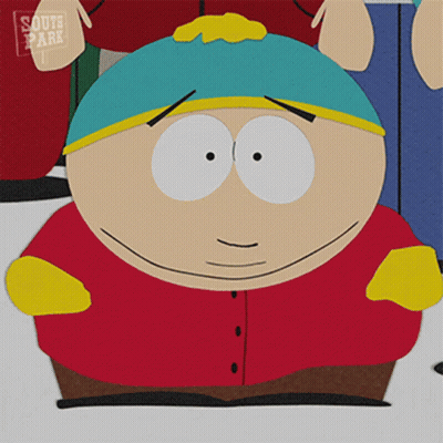A Cartoon Character From South Park Is Smiling And Looking Down GIF