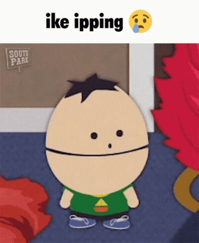 A Cartoon Character From South Park Is Standing In Front Of A Sign That Says South Park On It GIF