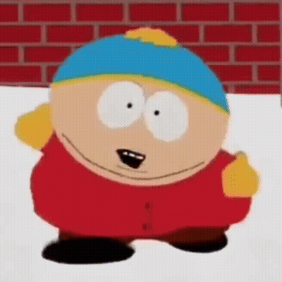 A Cartoon Character From South Park Is Standing In The Snow And Smiling . GIF