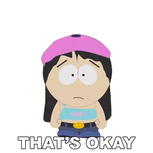A Cartoon Character From South Park Is Wearing A Pink Hat And A Blue Shirt That Says Party Sticker