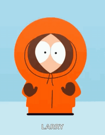A Cartoon Character From South Park Is Wearing An Orange Hoodie GIF