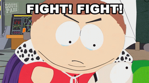 A Cartoon Character From South Park Says Fight GIF