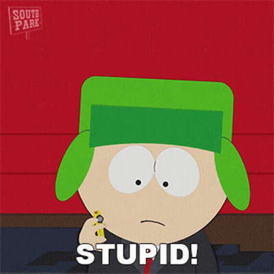 A Cartoon Character From South Park Says Stupid On The Bottom Right GIF