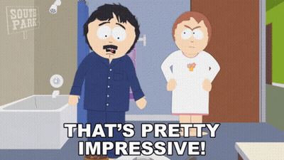 A Cartoon Character From South Park Says That 'S Pretty Impressive In A Bathroom GIF