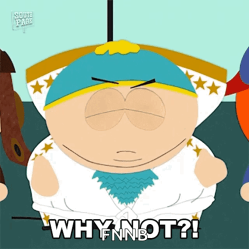 A Cartoon Character From South Park Says Why Not ! GIF