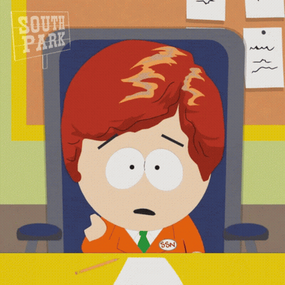 A Cartoon Character From South Park Sits At A Table GIF