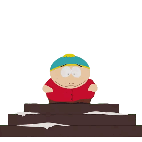 A Cartoon Character From South Park Sits On A Stack Of Wooden Blocks Sticker