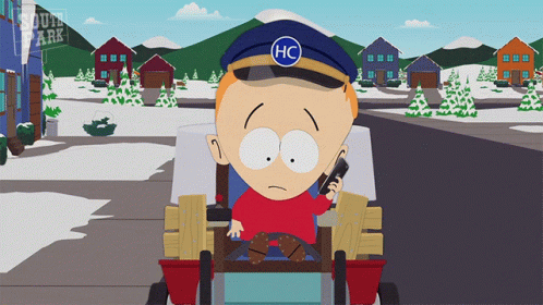 A Cartoon Character From South Park Talking On A Phone GIF