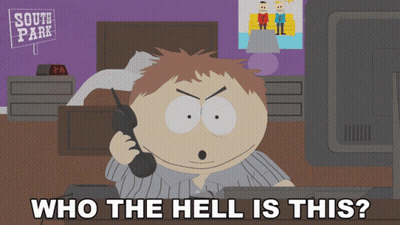 A Cartoon Character From South Park Talking On A Phone GIF