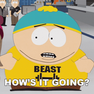 A Cartoon Character From South Park Wearing A Yellow Shirt That Says Beast How 'S It Going GIF