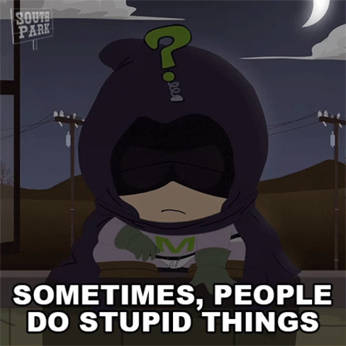 A Cartoon Character From South Park With A Question Mark On His Head GIF