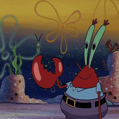 A Cartoon Character From Spongebob Is Holding A Crab GIF