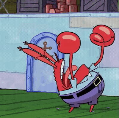 A Cartoon Character From Spongebob Squarepants Is Dancing In Front Of A Door . GIF