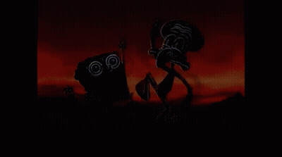 A Cartoon Character From Spongebob Squarepants Is Holding A Fish In His Claws GIF