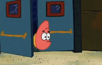 A Cartoon Character From Spongebob Squarepants Is Peeking Out Of A Door . GIF