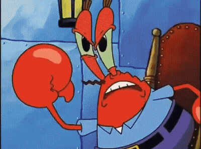 A Cartoon Character From Spongebob Squarepants Is Sitting In A Chair And Holding A Red Boxing Glove . GIF