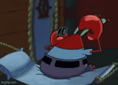 A Cartoon Character From Spongebob Squarepants Is Sitting On A Bed Holding A Bottle . GIF