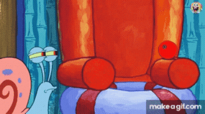 A Cartoon Character From Spongebob Squarepants Is Sitting On A Raft GIF