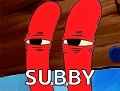 A Cartoon Character From Spongebob Squarepants Is Standing Next To A Wooden Plank And Says Subby . GIF