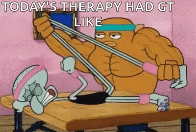 A Cartoon Character From Spongebob Squarepants Is Stretching A Rubber Band Around Another Cartoon Character . GIF