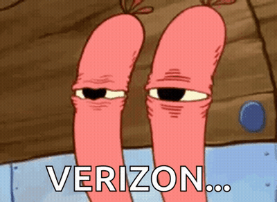 A Cartoon Character From Spongebob Squarepants Says Verizon . GIF