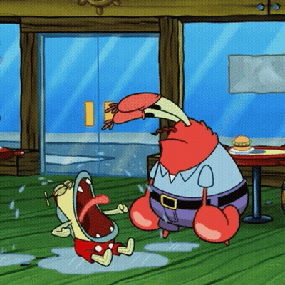 A Cartoon Character From Spongebob Squarepants Standing Next To Another Cartoon Character GIF