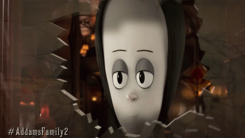 A Cartoon Character From The Addams Family Is Behind A Broken Glass GIF