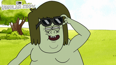 A Cartoon Character From The Cn Regular Show Wearing Sunglasses GIF