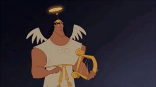 A Cartoon Character From The Emperor 'S New Groove Is Holding A Bow And Arrow And Has Wings On His Head . GIF