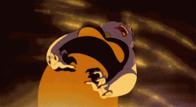A Cartoon Character From The Little Mermaid Is Laying On A Large Orange Ball . GIF
